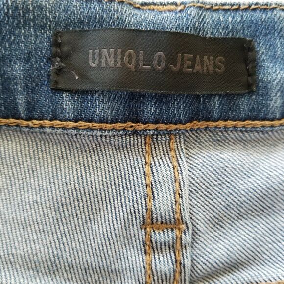 Uniqlo Womens Jeans Size 26 Skinny Side Hem Slits High Waist Light Wash Stretch - Picture 10 of 12